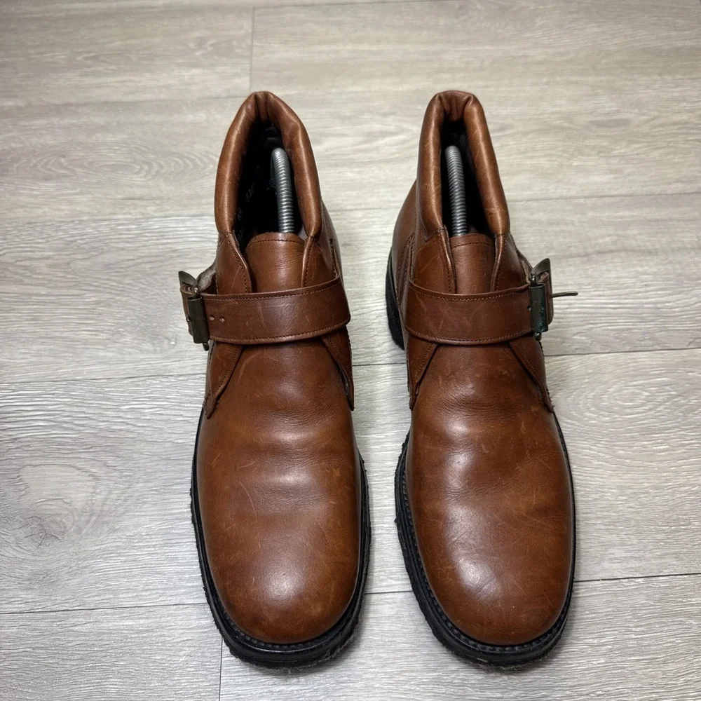ALLEN EDMONDS RAINIER Boots Men 10 AA Monk Strap Leather Adjustable Mahogany